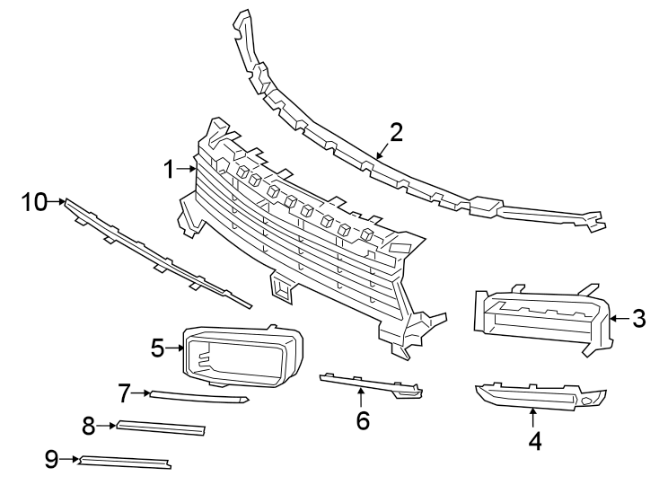 6Front bumper & grille. Grille & components.https://images.simplepart.com/images/parts/motor/fullsize/6943034.png