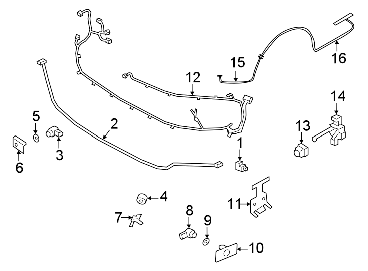 Diagram Front bumper & grille. Electrical components. for your 2023 Porsche Cayenne   