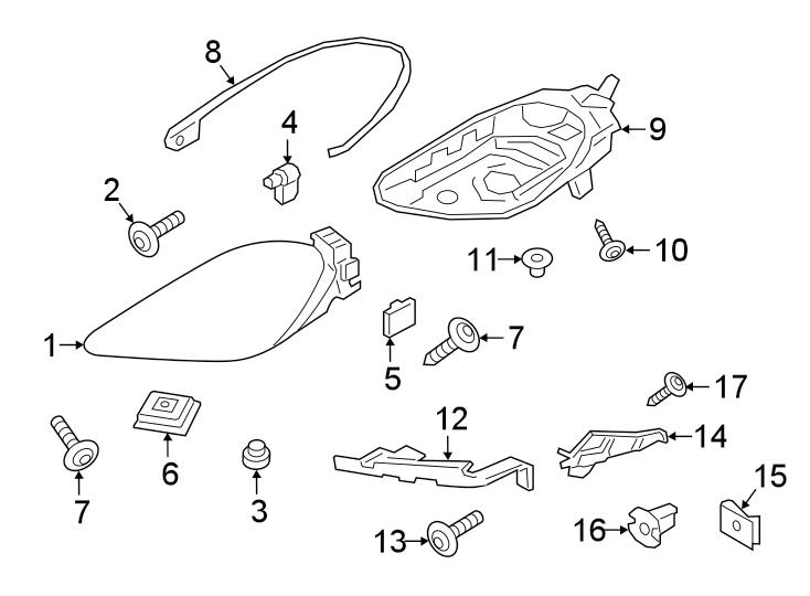 Diagram FRONT LAMPS. HEADLAMP COMPONENTS. for your 2021 Porsche Cayenne   