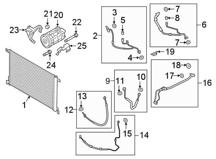 Diagram AIR CONDITIONER & HEATER. COMPRESSOR & LINES. CONDENSER. for your Porsche