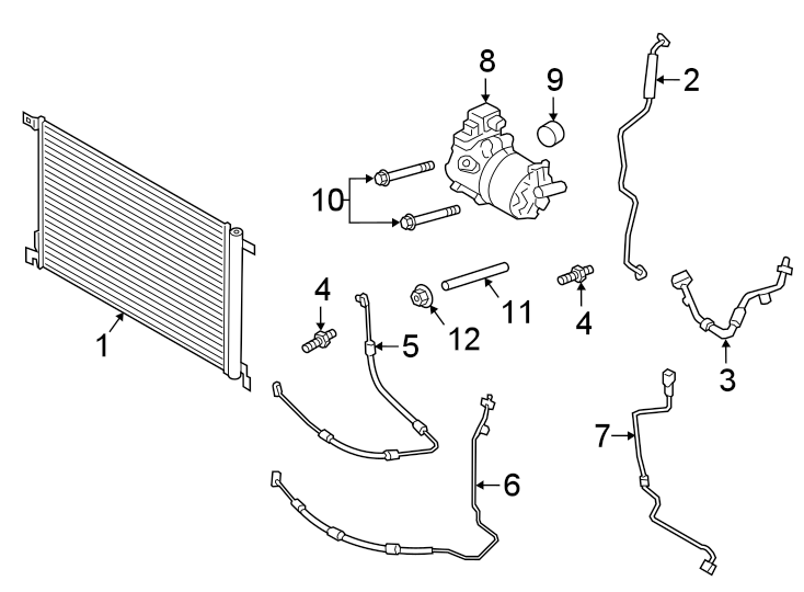Diagram Air conditioner & heater. Compressor & lines. Condenser. for your 2021 Porsche Cayenne  S Coupe Sport Utility 