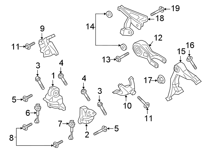 Diagram ENGINE / TRANSAXLE. ENGINE MOUNTING. for your 2023 Porsche Cayenne  S Coupe Platinum Edition Sport Utility 