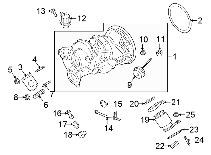 Diagram ENGINE / TRANSAXLE. TURBOCHARGER & COMPONENTS. for your 2022 Porsche Cayenne  S Platinum Edition Sport Utility 