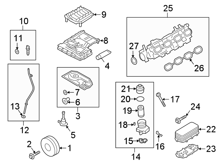 Diagram ENGINE / TRANSAXLE. ENGINE PARTS. for your 2014 Porsche Cayenne  Diesel Platinum Edition Sport Utility 