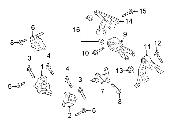 Diagram ENGINE / TRANSAXLE. ENGINE MOUNTING. for your 2017 Porsche Cayenne   