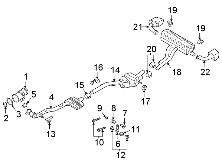 Diagram EXHAUST SYSTEM. EXHAUST COMPONENTS. for your 2021 Porsche Cayenne   