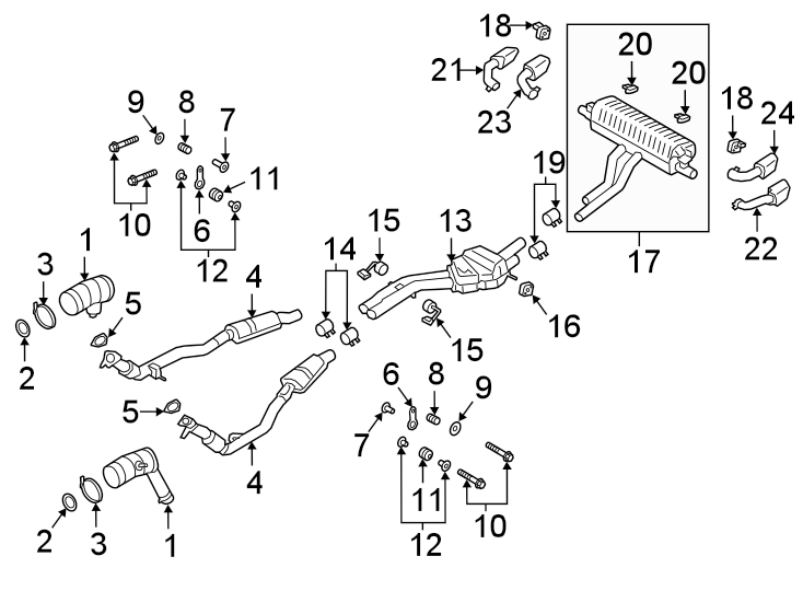 Diagram EXHAUST SYSTEM. EXHAUST COMPONENTS. for your 2005 Porsche Cayenne   