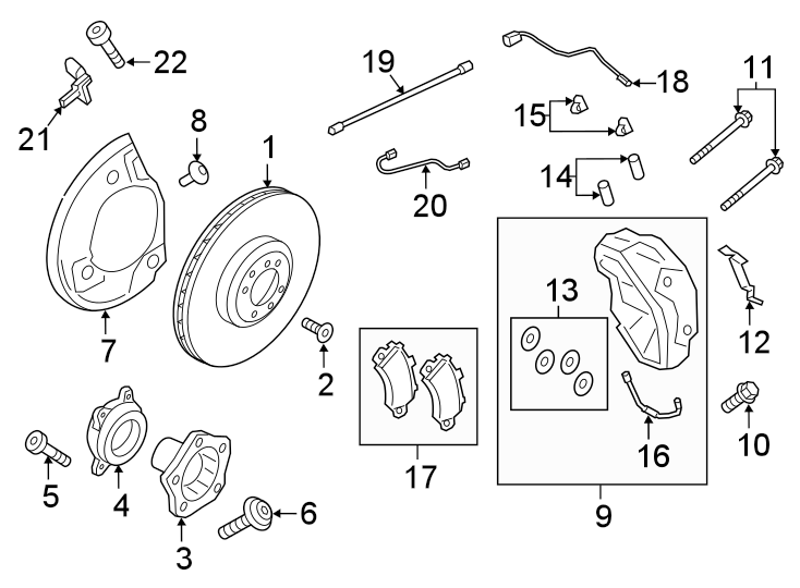 Diagram FRONT SUSPENSION. BRAKE COMPONENTS. for your Porsche Cayenne  