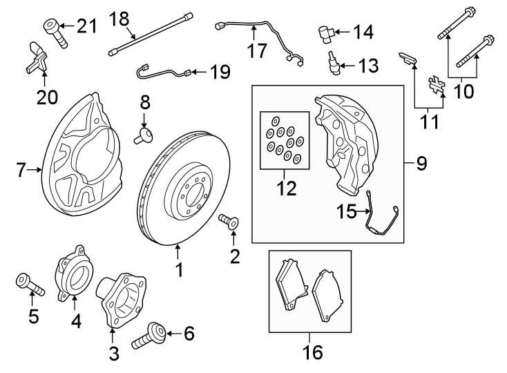 Diagram FRONT SUSPENSION. BRAKE COMPONENTS. for your 2021 Porsche Cayenne  Turbo Coupe Sport Utility 