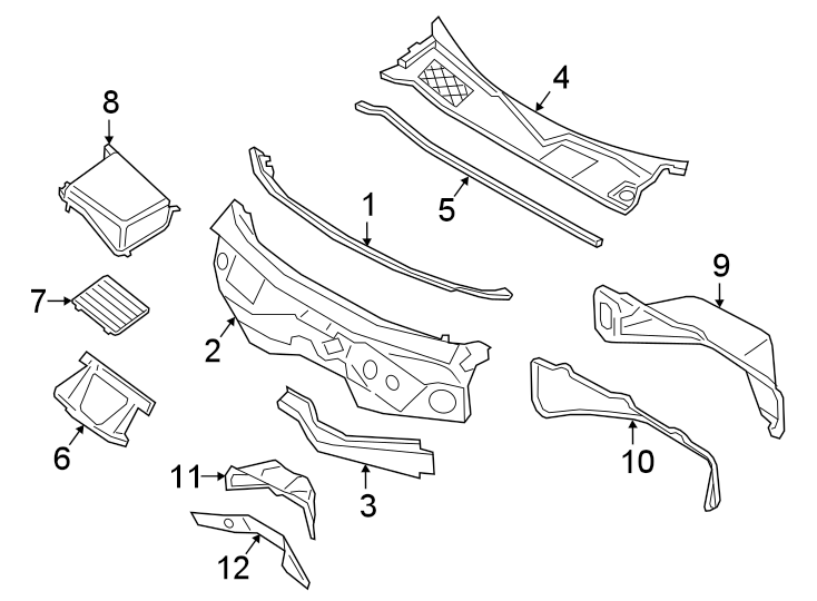 Diagram COWL. for your 2019 Porsche Cayenne  Turbo Sport Utility 