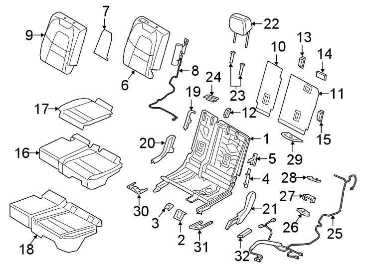 SEATS & TRACKS. REAR SEAT COMPONENTS.