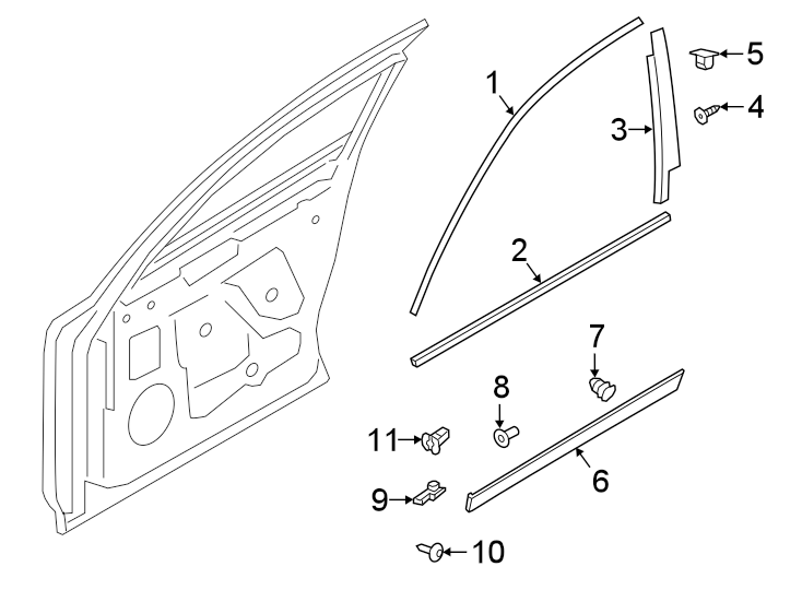 Diagram FRONT DOOR. EXTERIOR TRIM. for your 2008 Porsche Cayenne   