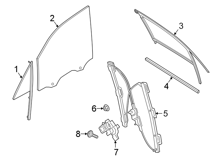 Diagram FRONT DOOR. GLASS & HARDWARE. for your 2024 Porsche Cayenne  S E-Hybrid Coupe Sport Utility 