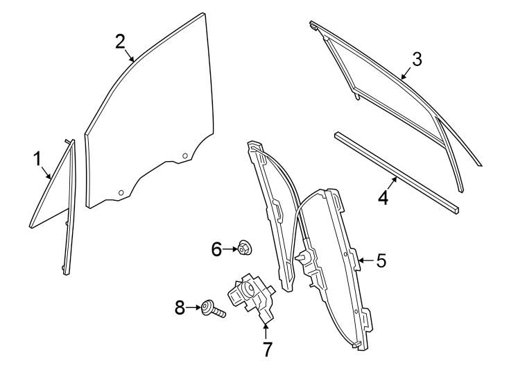 Diagram Front door. Glass & hardware. for your 2014 Porsche Cayenne   