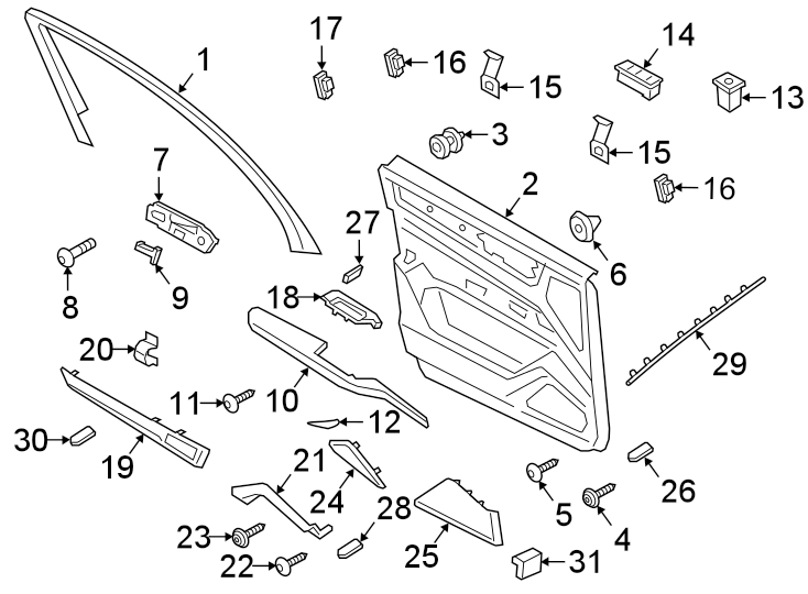 Diagram FRONT DOOR. INTERIOR TRIM. for your 2023 Porsche Cayenne   