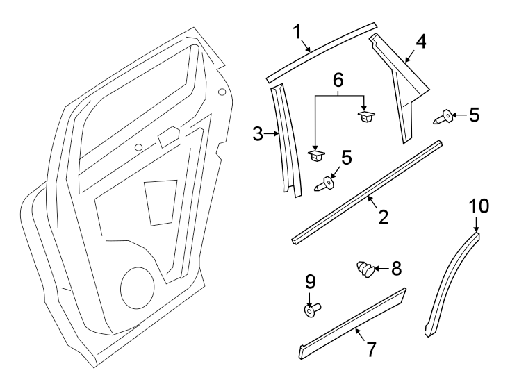 Rear door. Exterior trim.