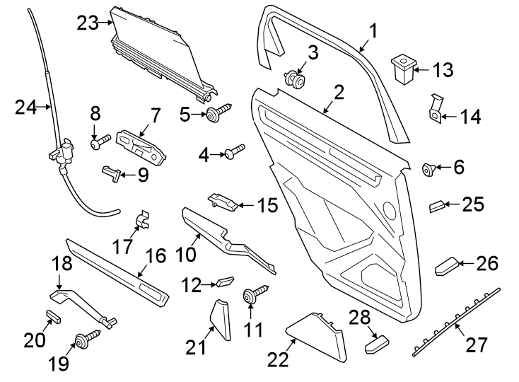 Diagram REAR DOOR. INTERIOR TRIM. for your 2016 Porsche Cayenne  Turbo Sport Utility 