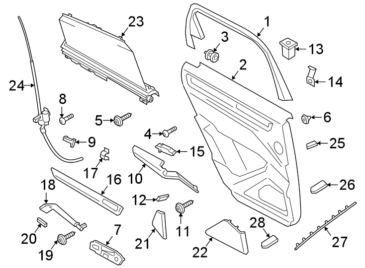 Diagram REAR DOOR. INTERIOR TRIM. for your 2023 Porsche Cayenne  GTS Sport Utility 