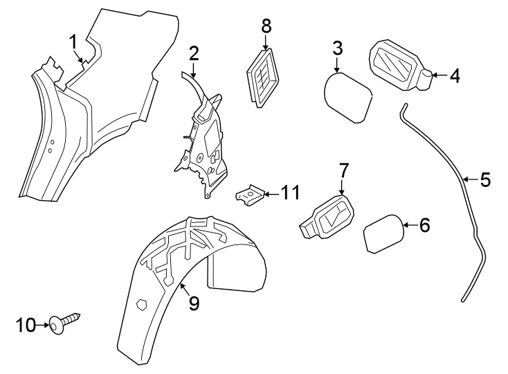 Diagram QUARTER PANEL & COMPONENTS. for your 2013 Porsche Cayenne   