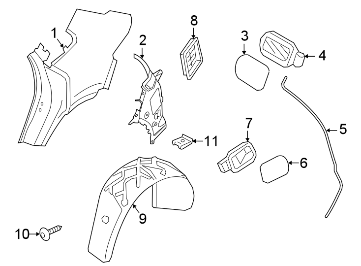 Diagram Quarter panel & components. for your 2013 Porsche Cayenne   