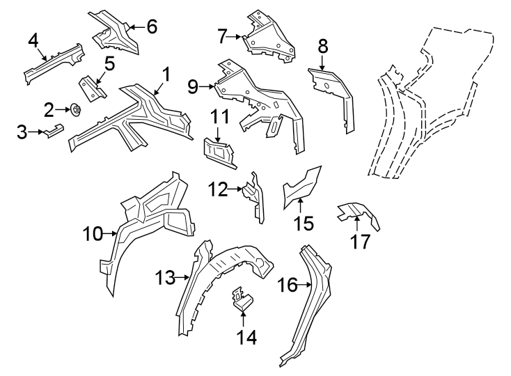 10Quarter panel. Inner structure.https://images.simplepart.com/images/parts/motor/fullsize/6943680.png