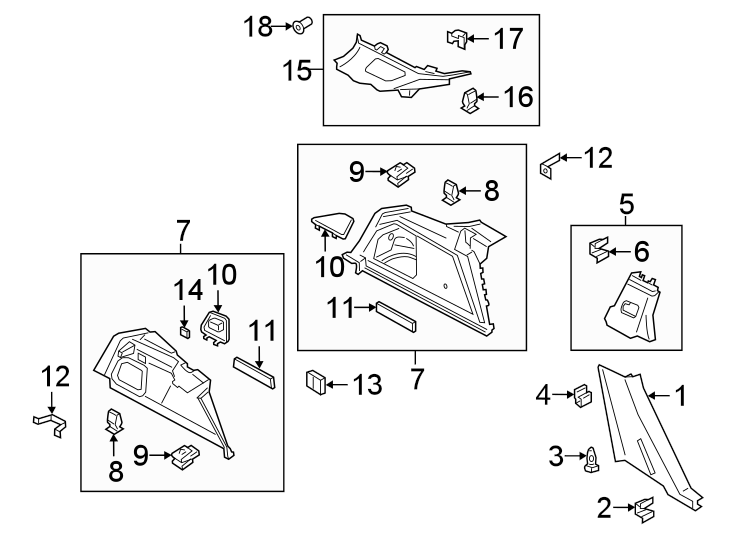 Diagram QUARTER PANEL. INTERIOR TRIM. for your 2023 Porsche Cayenne  GTS Sport Utility 