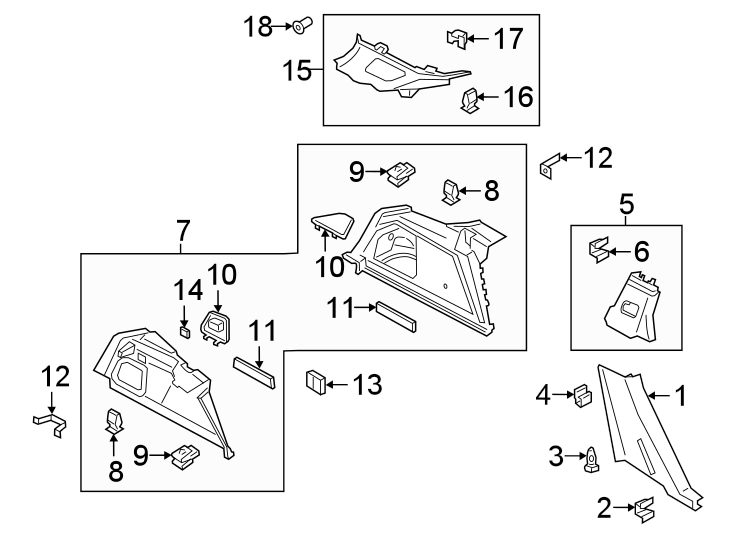 Diagram Quarter panel. Interior trim. for your 2023 Porsche Cayenne  Coupe Sport Utility 