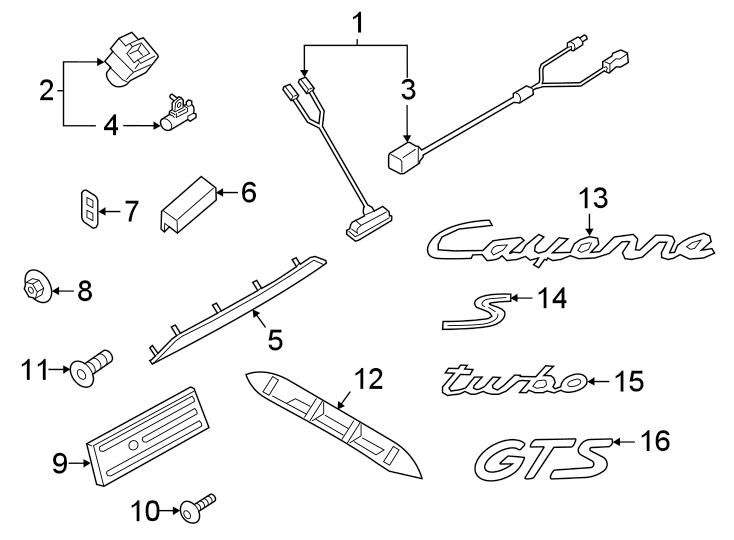 Diagram LIFT GATE. EXTERIOR TRIM. for your 2012 Porsche Cayenne   