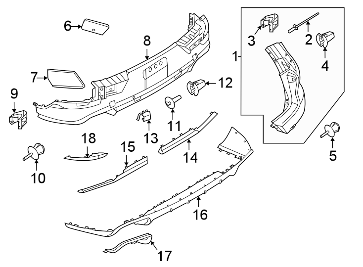 Diagram Rear bumper. Bumper & components. for your 2023 Porsche Cayenne  GTS Sport Utility 