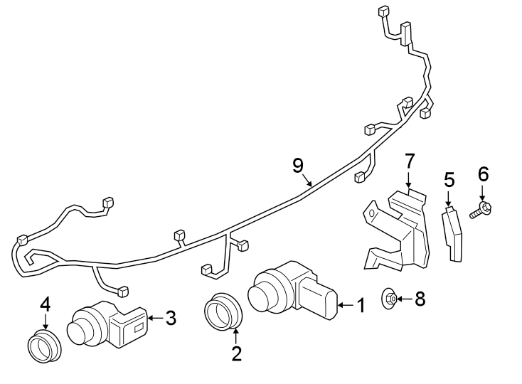 Diagram Rear bumper. Electrical components. for your 2022 Porsche Cayenne   