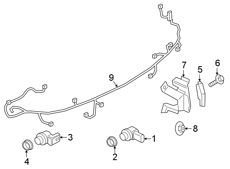 Diagram Rear bumper. Electrical components. for your 2022 Porsche Cayenne   