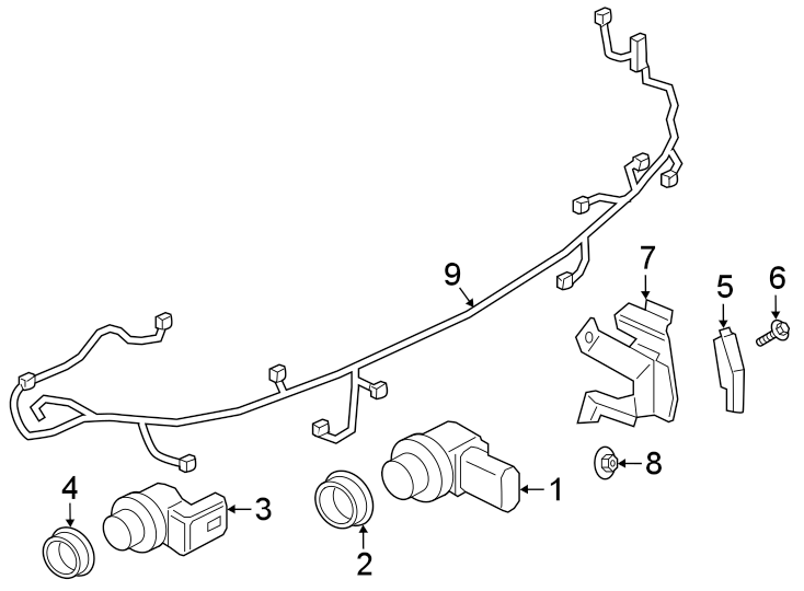 Diagram Rear bumper. Electrical components. for your 2021 Porsche Cayenne   