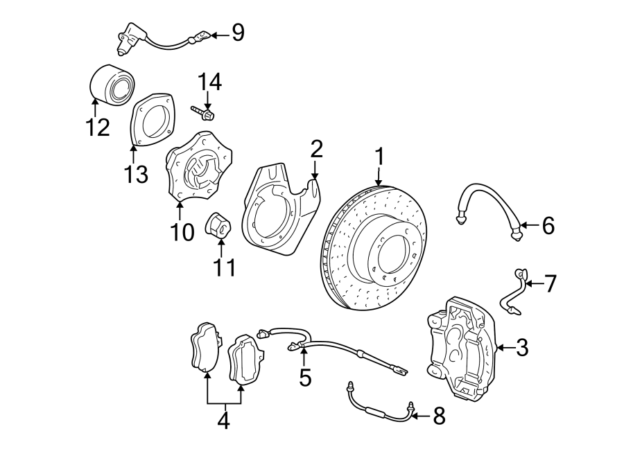 Diagram FRONT SUSPENSION. BRAKE COMPONENTS. for your Porsche Cayenne  