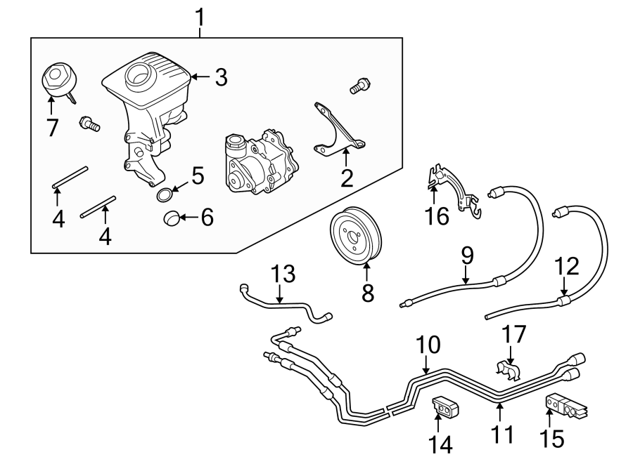 Diagram STEERING GEAR & LINKAGE. PUMP & HOSES. for your 2014 Porsche Cayenne   