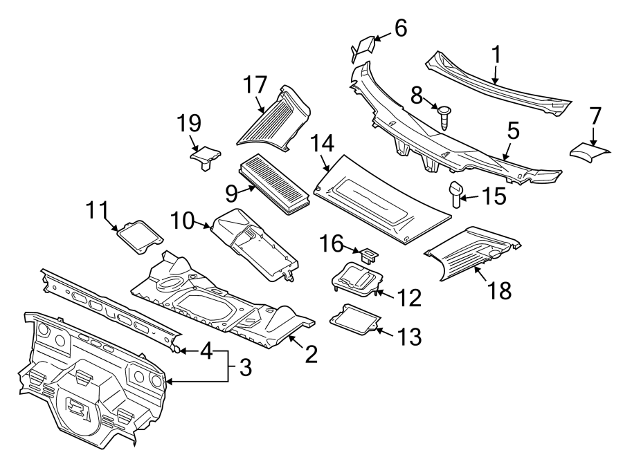 Diagram COWL. for your 2011 Porsche Cayenne  S Sport Utility 