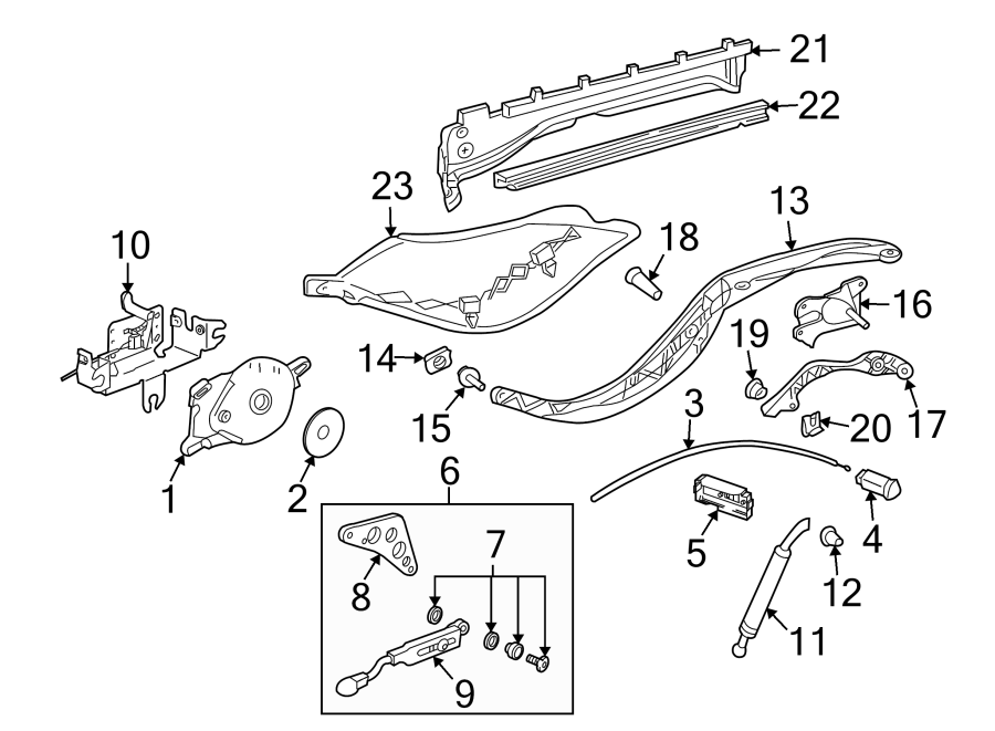 Diagram CONVERTIBLE/SOFT TOP. MOTOR & COMPONENTS. for your Porsche Cayenne  