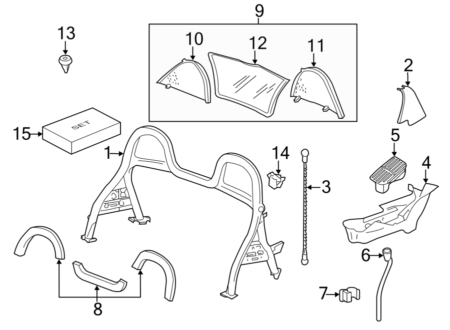 6PILLARS. ROCKER & FLOOR. ROLL BAR & HEADREST ASSEMBLY.https://images.simplepart.com/images/parts/motor/fullsize/6945370.png