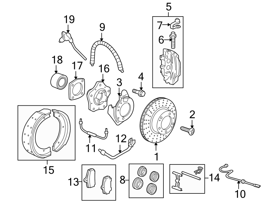 Diagram REAR SUSPENSION. BRAKE COMPONENTS. for your 2005 Porsche Cayenne   