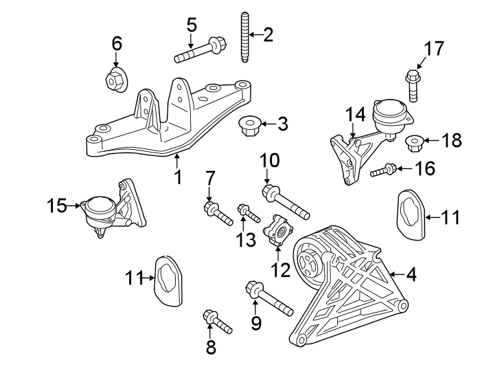 Diagram ENGINE & TRANS MOUNTING. for your 2011 Porsche Cayenne   