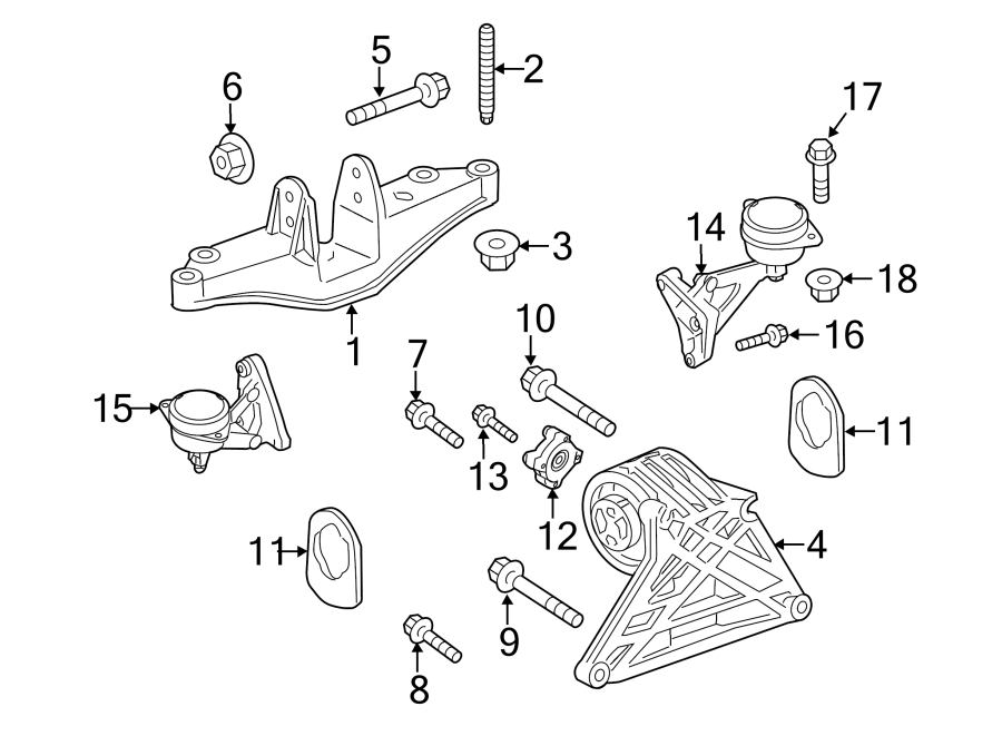 Diagram ENGINE & TRANS MOUNTING. for your 2013 Porsche Cayenne   