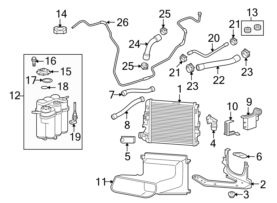 Diagram RADIATOR & COMPONENTS. for your 2019 Porsche Cayenne  S Sport Utility 