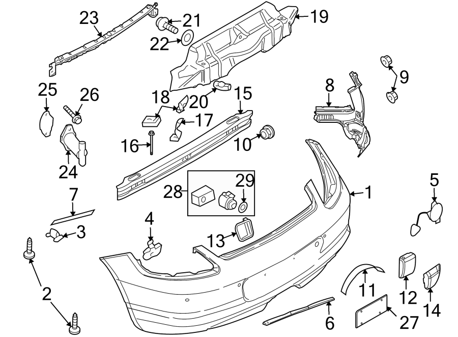 Diagram REAR BUMPER. BUMPER & COMPONENTS. for your 2018 Porsche Cayenne  Base Sport Utility 