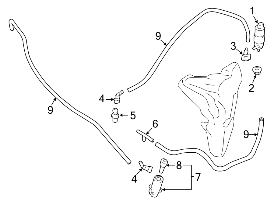 Diagram FRONT LAMPS. WASHER COMPONENTS. for your Porsche Cayenne  