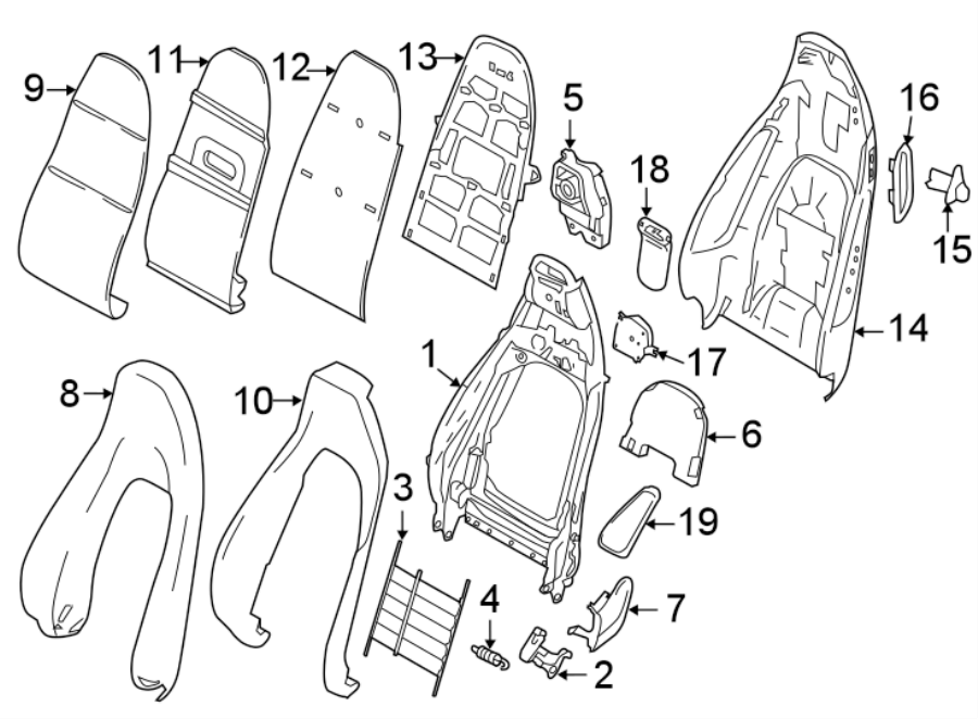 Seats & tracks. Front seat components.