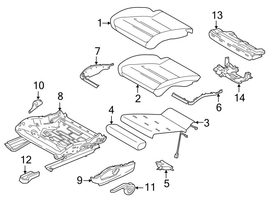 Diagram SEATS & TRACKS. FRONT SEAT COMPONENTS. for your Porsche