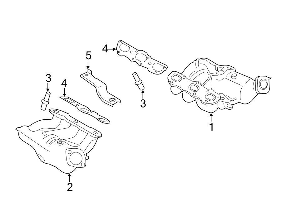 Diagram EXHAUST SYSTEM. EXHAUST MANIFOLD. for your 2020 Porsche Cayenne   