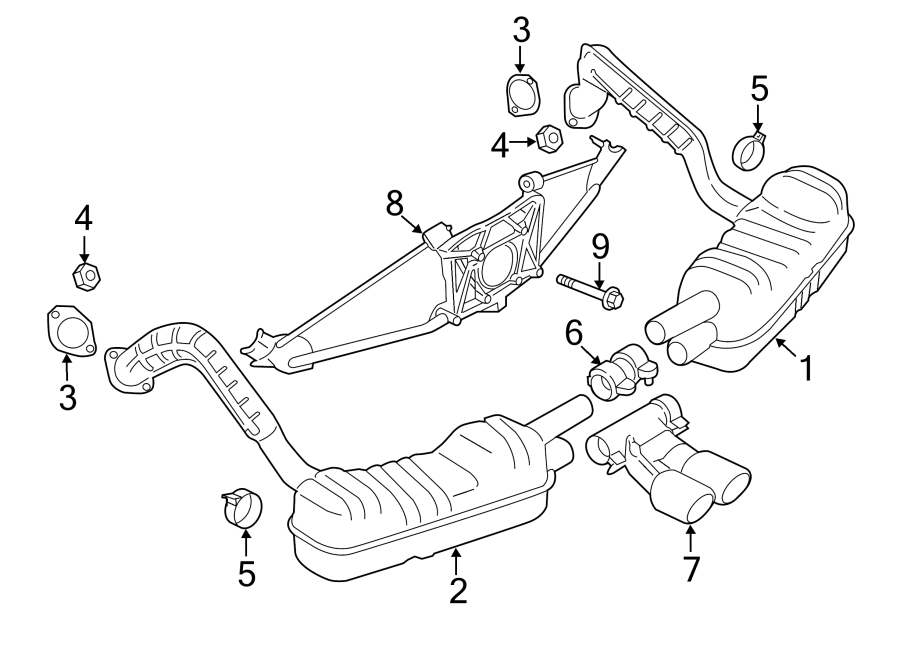 Diagram EXHAUST SYSTEM. EXHAUST COMPONENTS. for your 2017 Porsche Cayenne   