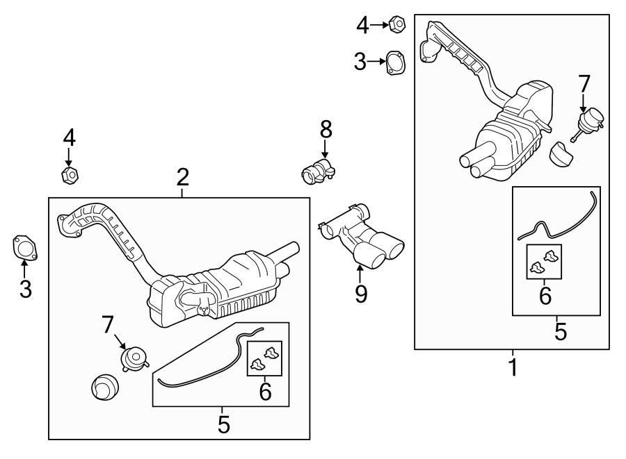 Diagram EXHAUST SYSTEM. EXHAUST COMPONENTS. for your 2022 Porsche Cayenne   