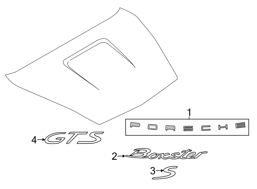 Diagram ENGINE LID. EXTERIOR TRIM. for your 2024 Porsche Cayenne   