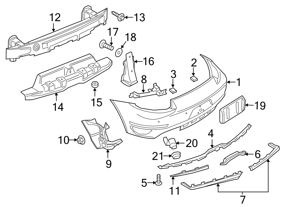 Diagram REAR BUMPER. BUMPER & COMPONENTS. for your 2015 Porsche Cayenne   